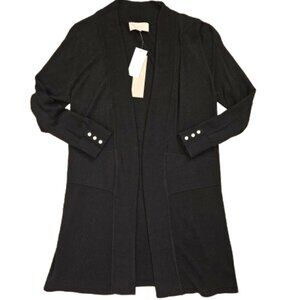 Black Fine Knit Open Sweater